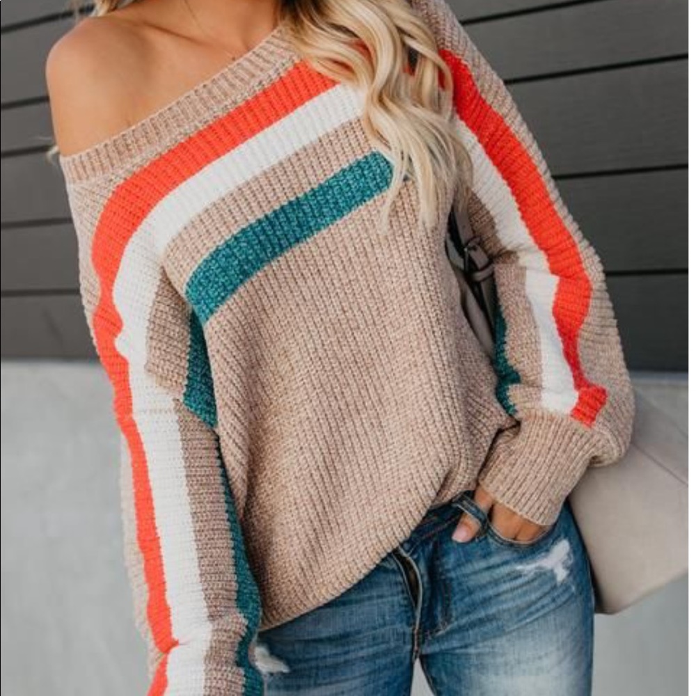 Vici Rain Dance Striped Shimmer Sweater